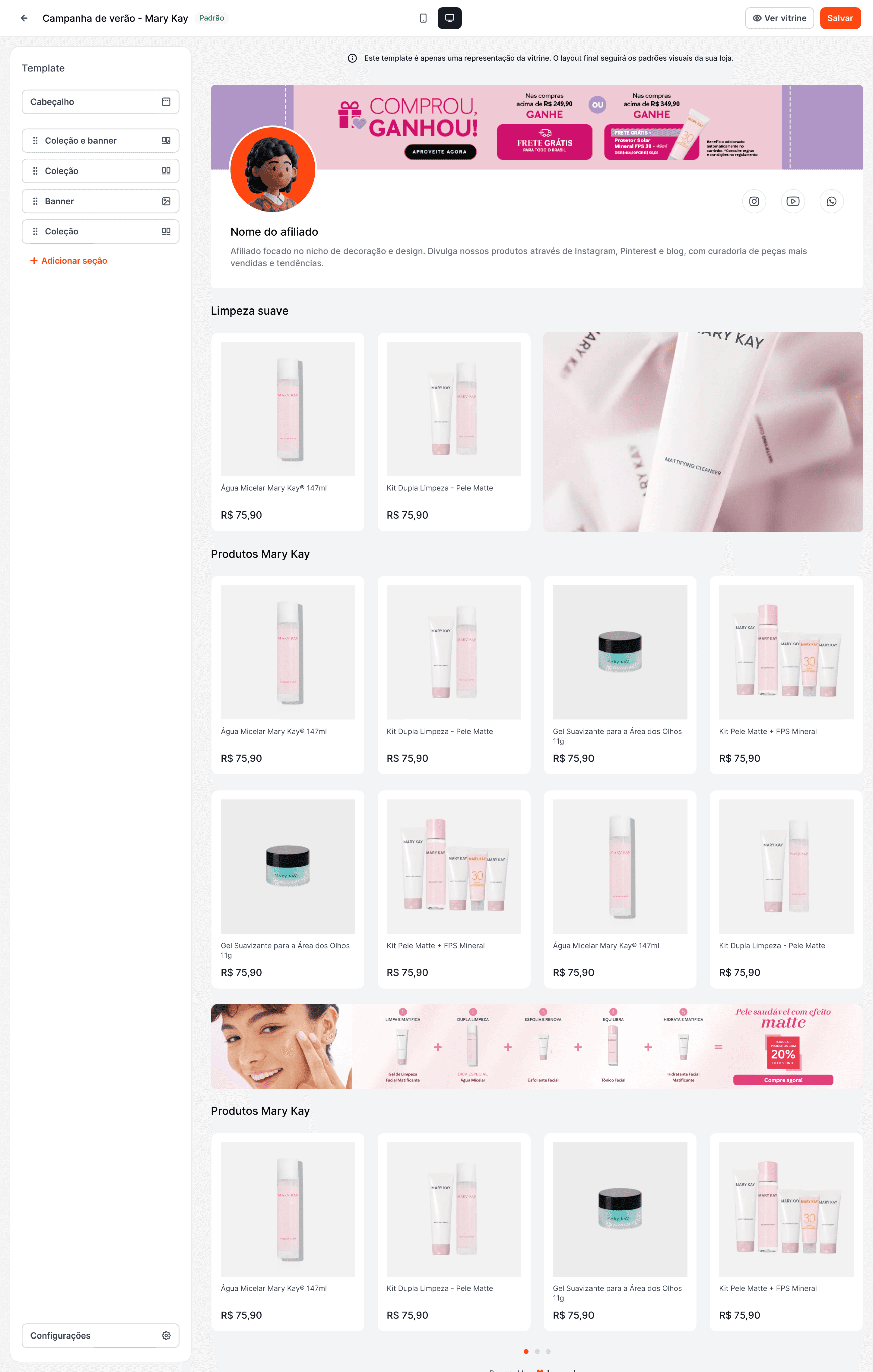 Digital storefront templates for affiliates
